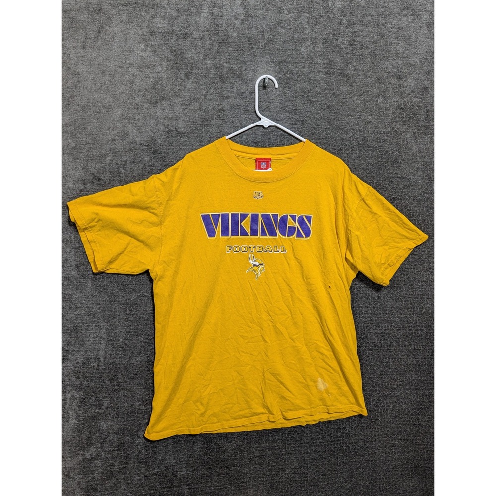 NFL Minnesota Vikings Football T-Shirt Gold Purple Mens XL Vintage Distressed